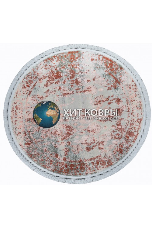 Турецкий ковер Tajmahal 06501 Серый-розовый круг